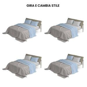 Set Lenzuola Singolo Sopra Sotto e Federe Doubleface Azzurro/Grigio Chiaro