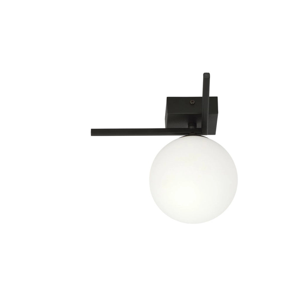 Lampada da soffitto IMAGO in acciaio nero e vetro opale