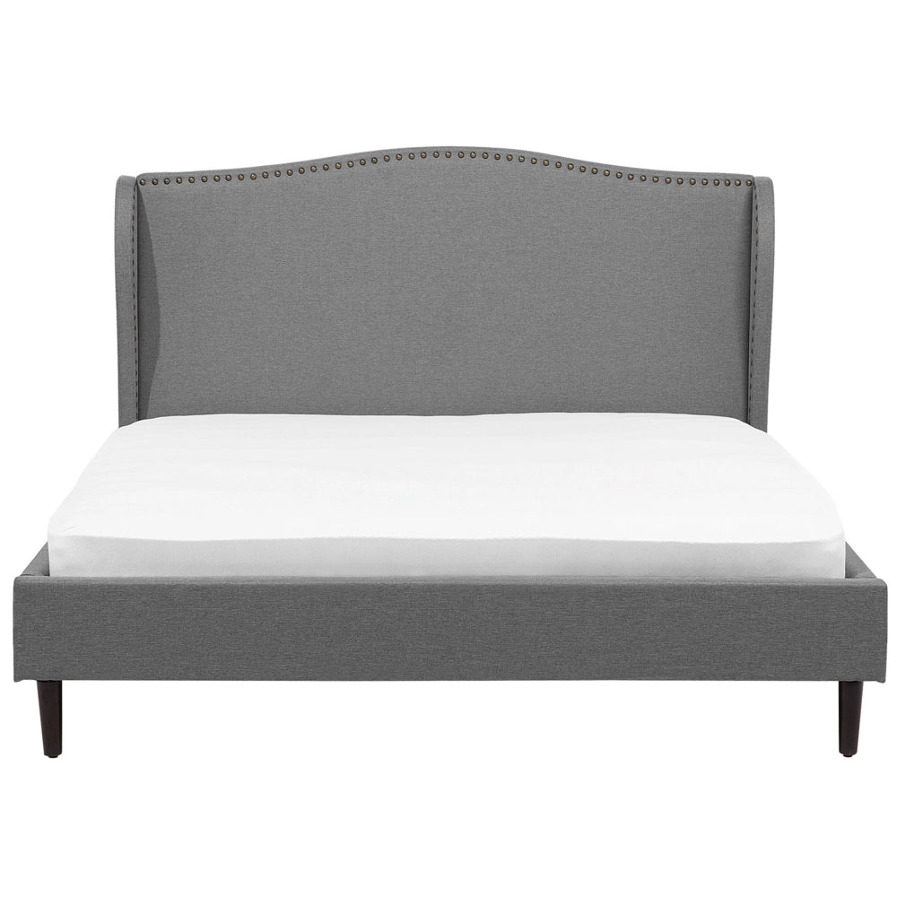 Letto Imbottito Velluto colore Grigio a Doghe Testiera Trapuntata 180 x 200 cm stile tradizionale classico