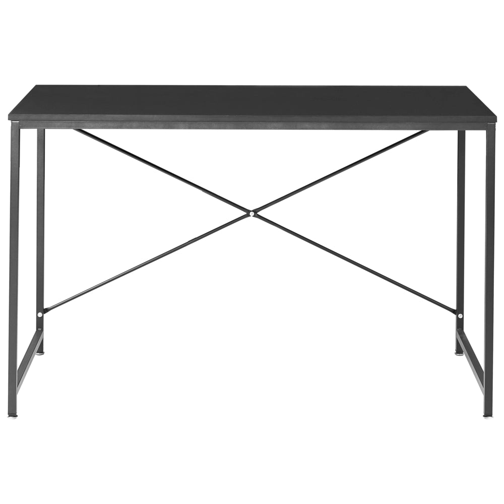 Scrivania con piano in MDF nero, gambe e struttura in ferro verniciato a polvere, per ufficio domestico, stile industriale moderno