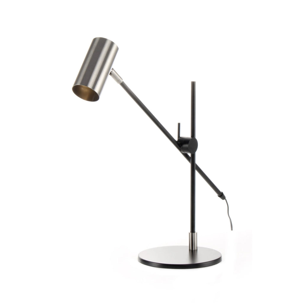 Lampada da tavolo Target in metallo argento e nero