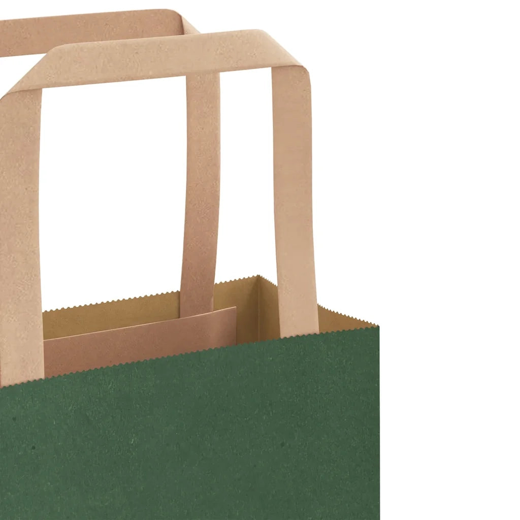 vidaXL Sacchetti di Carta 250 pz con Manici Verdi 54x15x49 cm