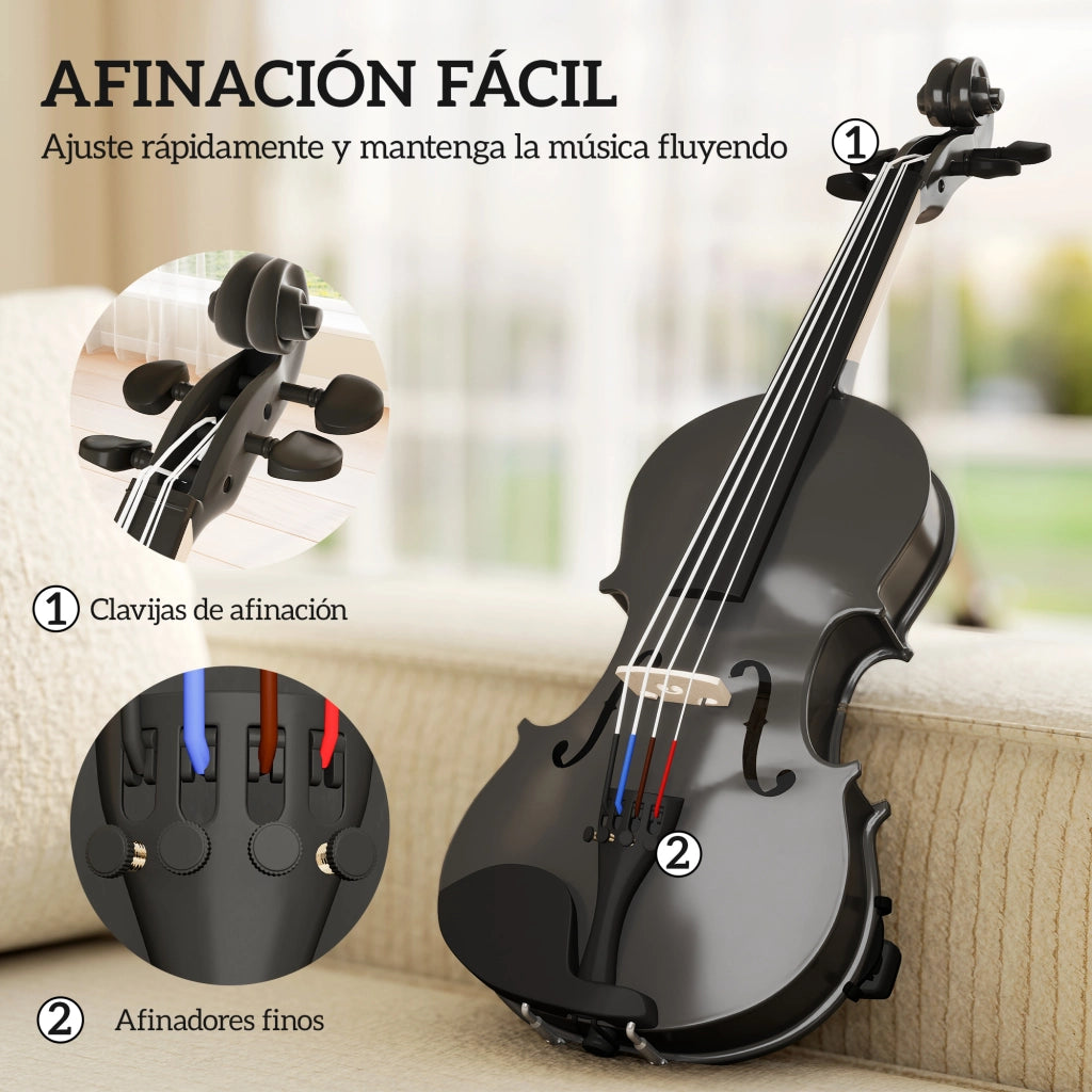 Violino 4/4 Completo ¨C Xylo ¨C Legno con Custodia Archetto Colofonia Accordatori Spalliera Nero