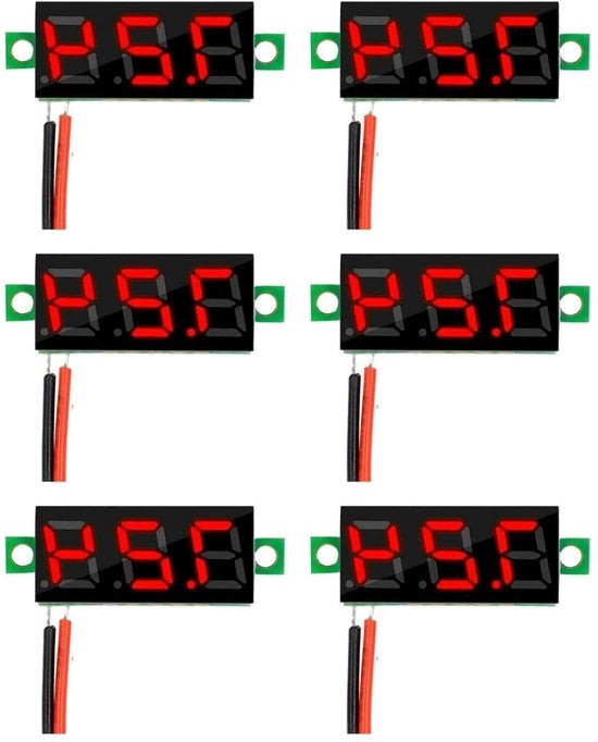 6 pezzi Voltmetro digitale mini 0,28 pollici con display a LED - Raggio di misura DC 24-30 V, due fili, protezione contro cortocircuito e misurazione di pressione precisa (rosso)