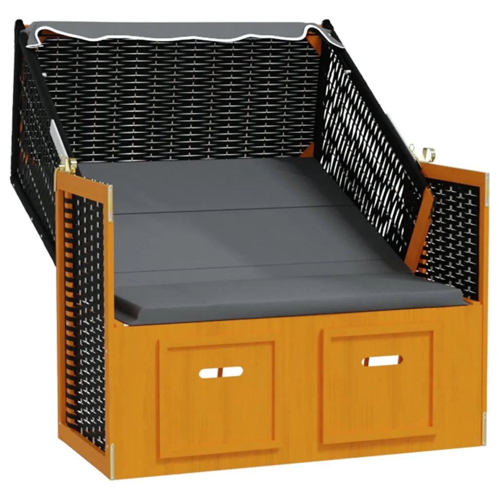 Strandkorb e Tettoria Polyrattan Legno Massello Nero Antracite 318658