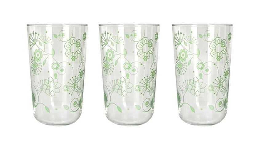 Set 3 Bicchieri da Tavola Vino Acqua Velo Flower Verde 400 cc Cerve