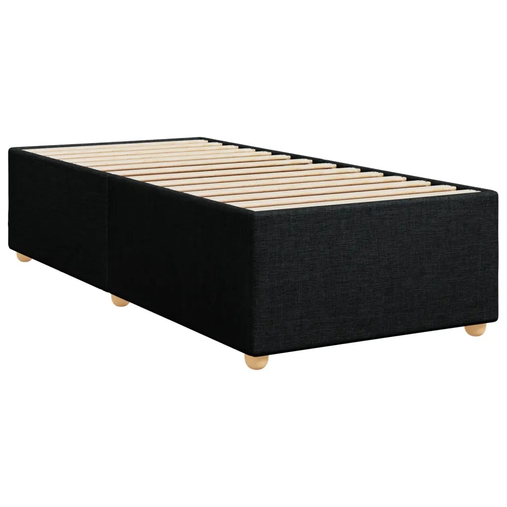 Letto a Molle con Materasso Nero Singolo in Tessuto