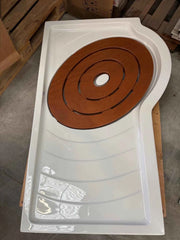 P.DOCCIA TONDO C.PEDANA IN LEGNO DX 140X80 CERAMICA - IDEAL STANDARD
