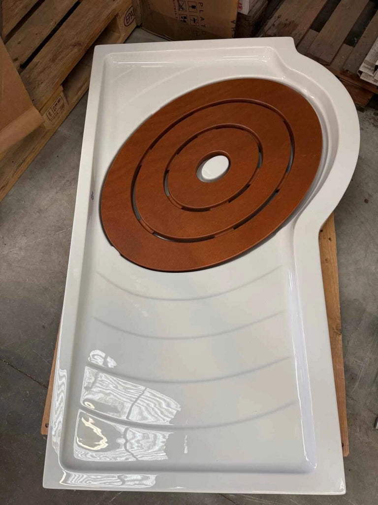 P.DOCCIA TONDO C.PEDANA IN LEGNO DX 140X80 CERAMICA - IDEAL STANDARD