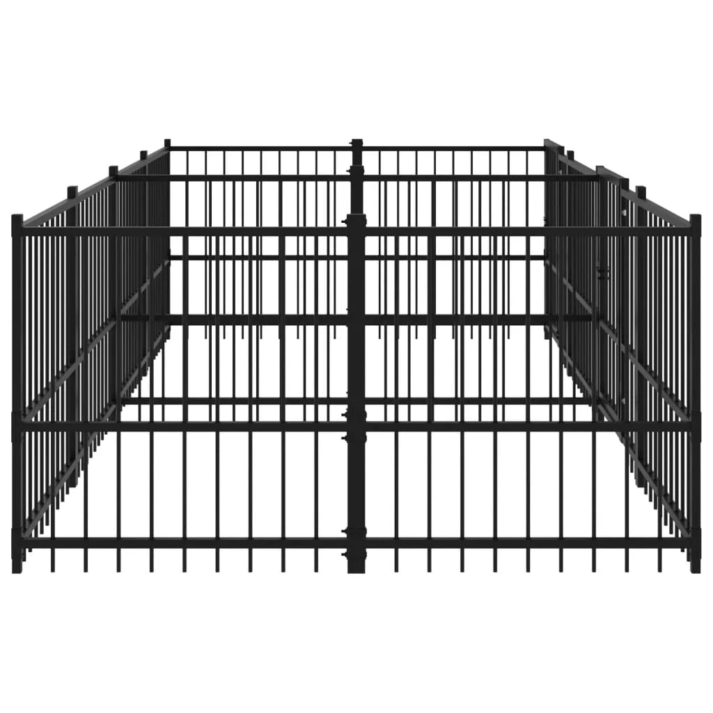 Cuccia gabbia per animali da esterno pac per cani in acciaio 7,51 m² nero 02_0041876