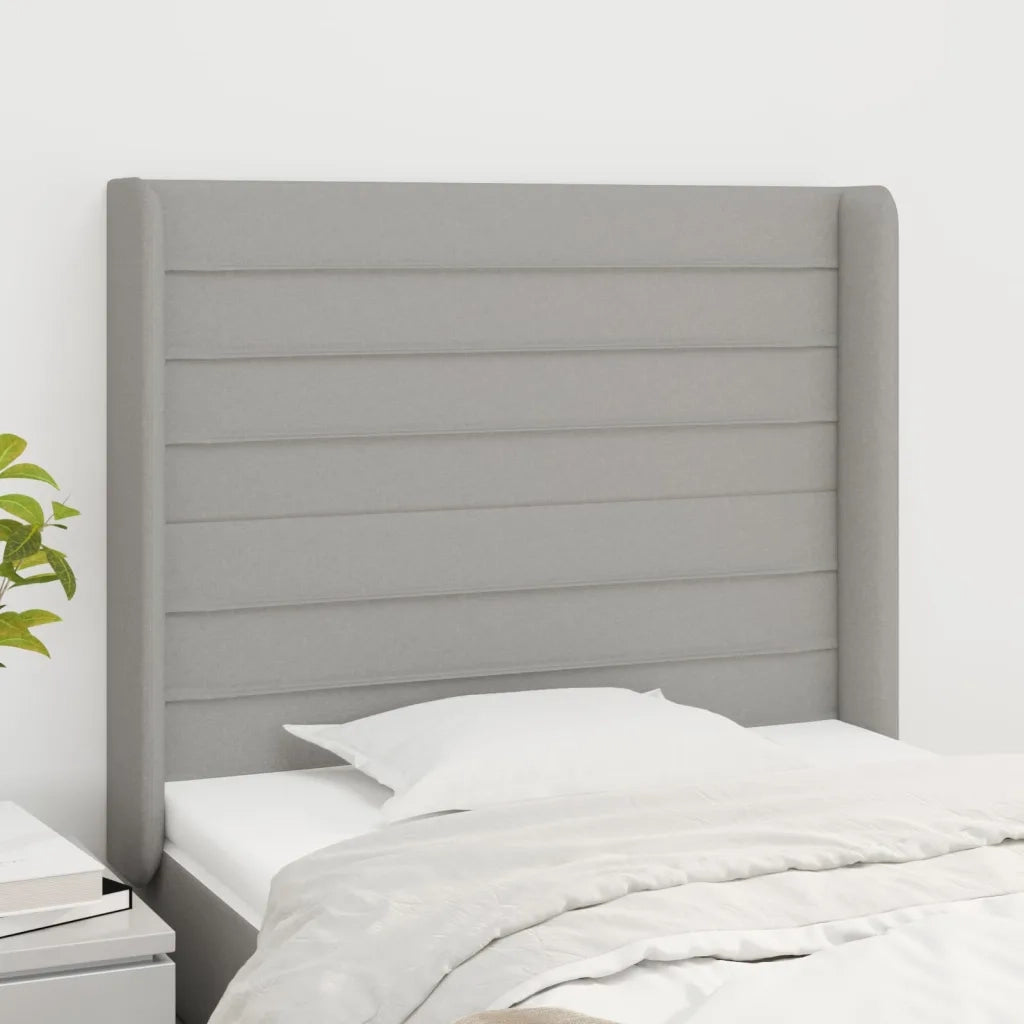 Testiera | Testata ad Orecchio Grigio Chiaro 103x16x118/128 cm in Tessuto