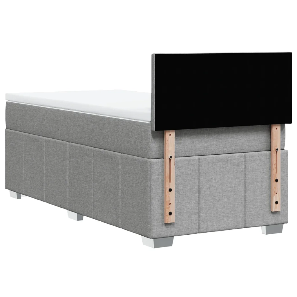 Giroletto a Molle con Materasso Grigio Chiaro 90x200 cm Tessuto