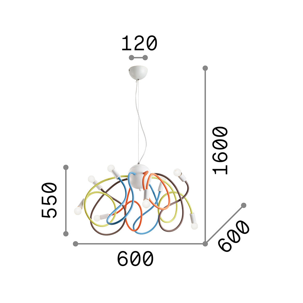 Sospensione Moderna Multiflex Metallo Bianco 8 Luci E14