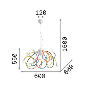 Sospensione Moderna Multiflex Metallo Bianco 8 Luci E14