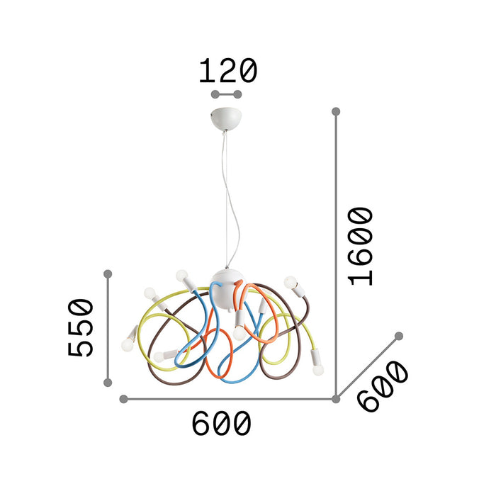 Sospensione Moderna Multiflex Metallo Bianco 8 Luci E14