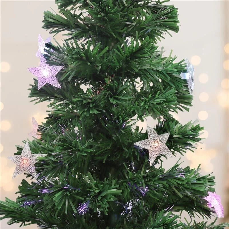 MAURY'S ALBERO DI NATALE LED E FIBRE OTTICHE 60 CM COLORE CLASSICO CON BASETTA E STELLINE LUMINOSE