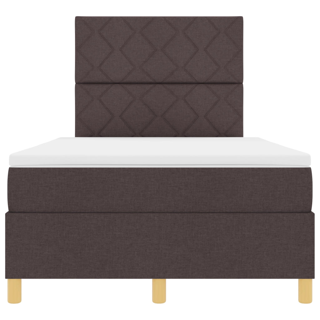 Letto con Box Spring e Materasso Marrone Scuro 120x200 cm Tessuto
