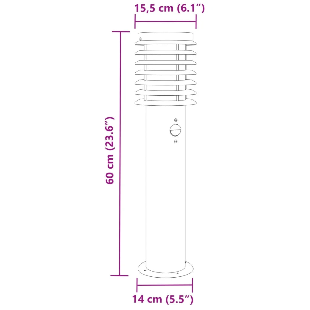 Lampada da Terra per Esterni Sensore Argento 60 cm in Acciaio CFW5510954
