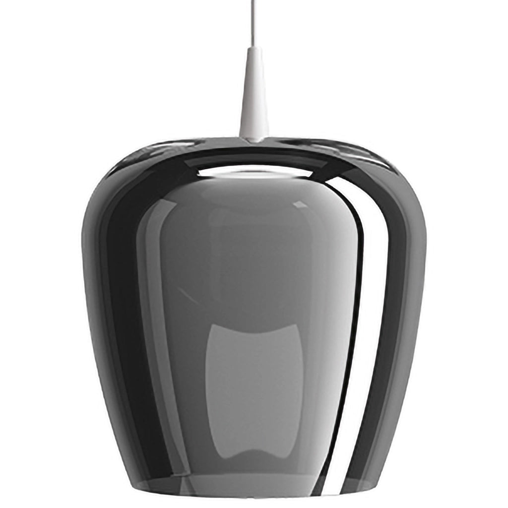 Zafferano Bilia 230V Lampada a sospensione LED 8W in vetro borosilicato soffiato finitura Bianco-Argento, design a campana moderno 27x333 cm