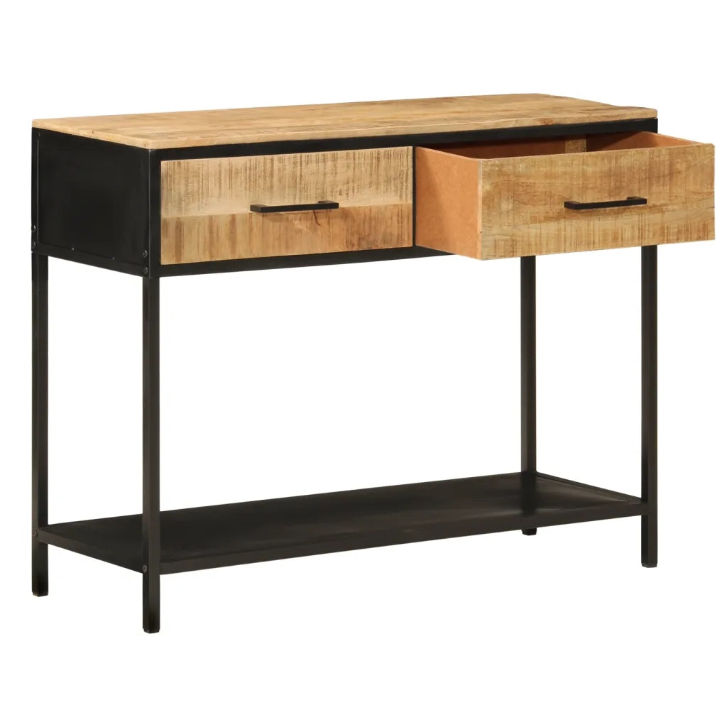 Tavolo Consolle 100x35x76 cm in Legno Massello di Mango e Ferro 358581