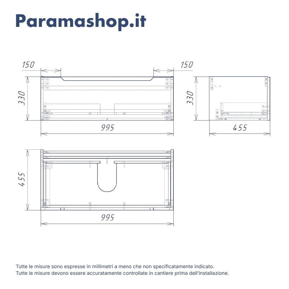 Mobile bagno sospeso modulare 100 cm dusk blue opaco due cassetti con lavabo | Bako