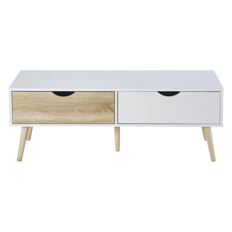 Tavolino Bolt 2 Cassetti 120x54x34 Bianco/naturale