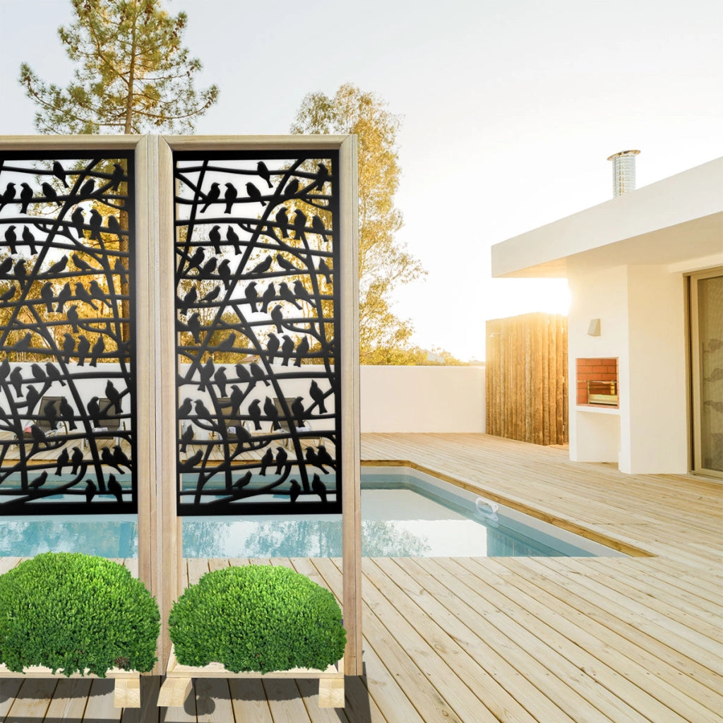 BIRDS - Separè - Paravento modulabile - 70x190cm - in Legno e PVC Colore: nero