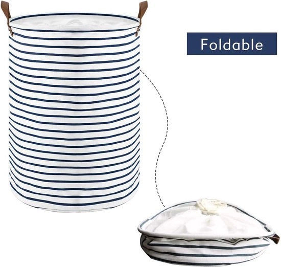 Wascotte 18 pollici opvougbile cestino per il bucato a forma rotonda, cotone (blu, M) per la raccolta differenziata