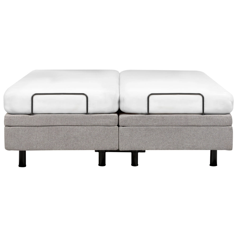 Letto elettrico matrimoniale tessuto grigio chiaro regolabile con telecomando senza testiera 160x200 cm stile moderno