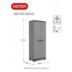Armadio Keter Stilo portascope in resina per esterno grigio 68x39xh173 Cm