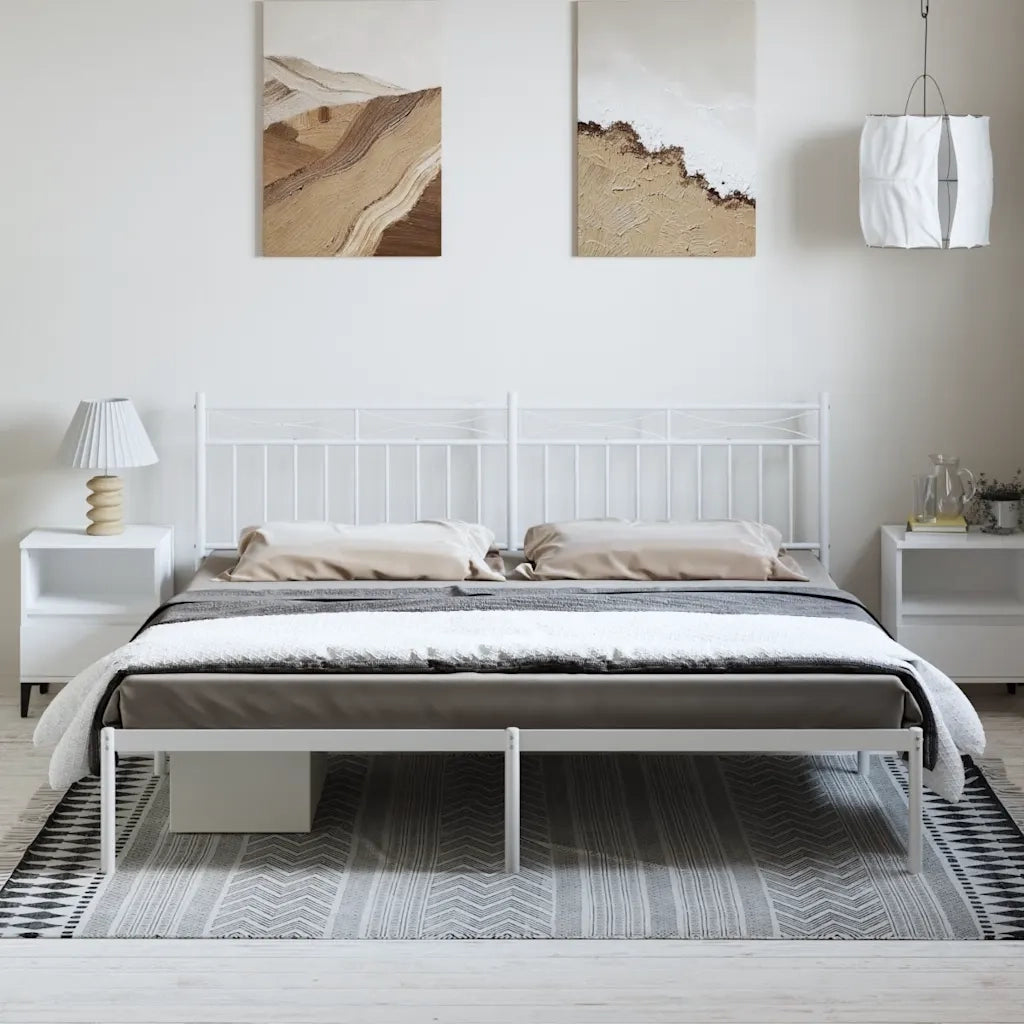 Giroletto con Testiera-Struttura Letto con testiera Metallo Bianco 193x203 cm 428700