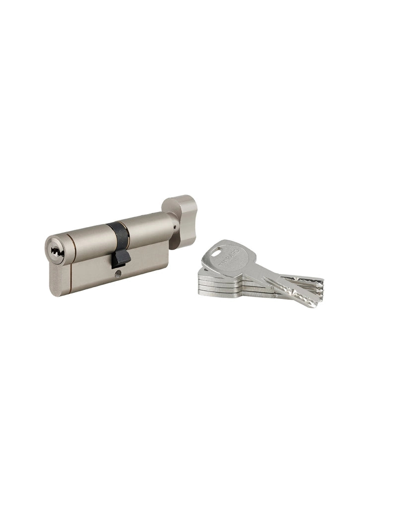Cilindro europeo Transit 1 con pomolo 40 x 40 mm, nichelato, funzione emergenza, 5 chiavi – THIRARD
