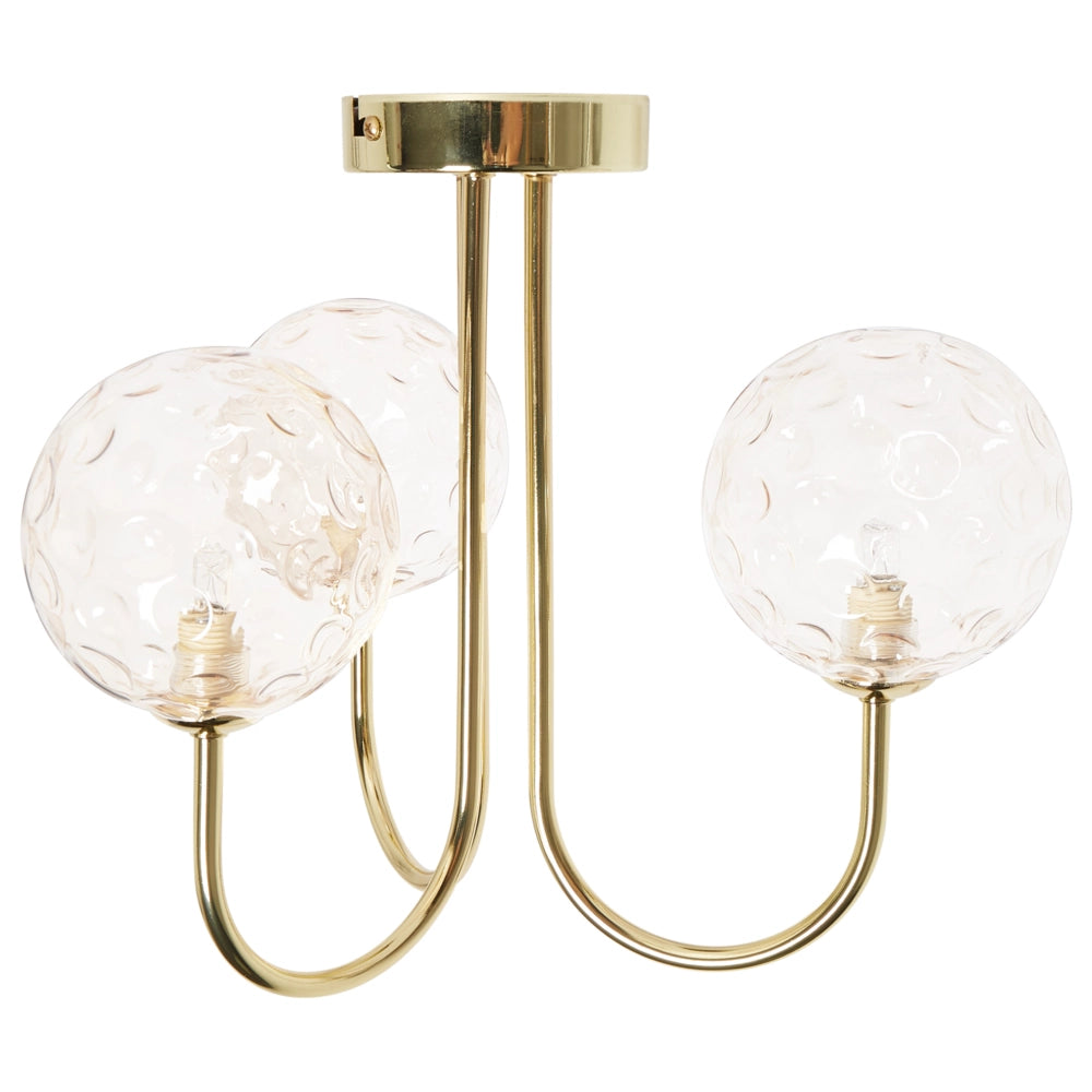 Plafoniera in vetro a 3 luci in metallo con paralumi rotondi pendente beige e oro  stile Industriale