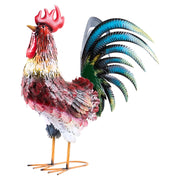 Statua da giardino in ferro multicolore, scultura di animale in piedi a grandezza naturale realizzata a mano