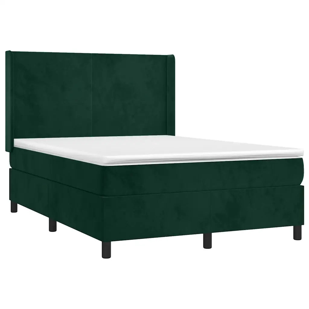 Giroletto a Molle con Materasso Verde Scuro 140x200 cm Velluto 3132564