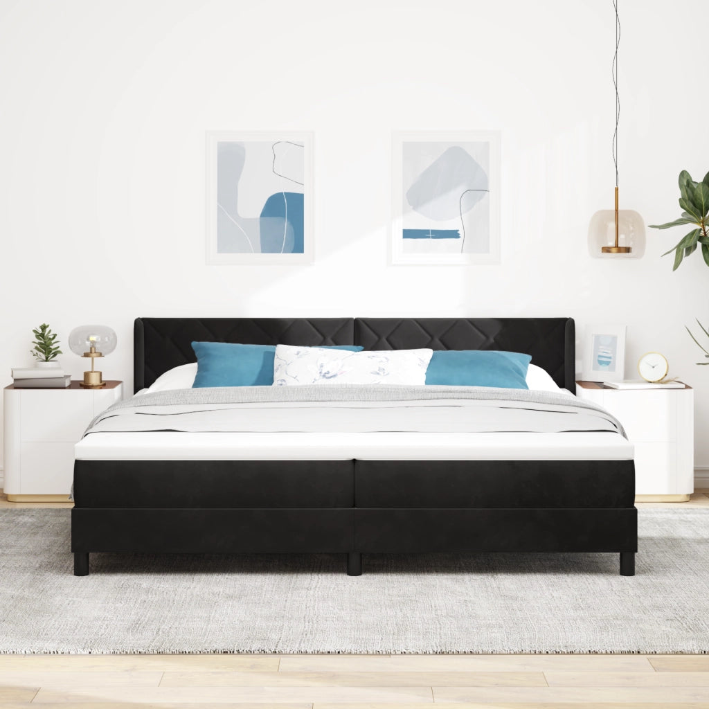 Letto a box con materasso Nero 200x200 cm Velluto