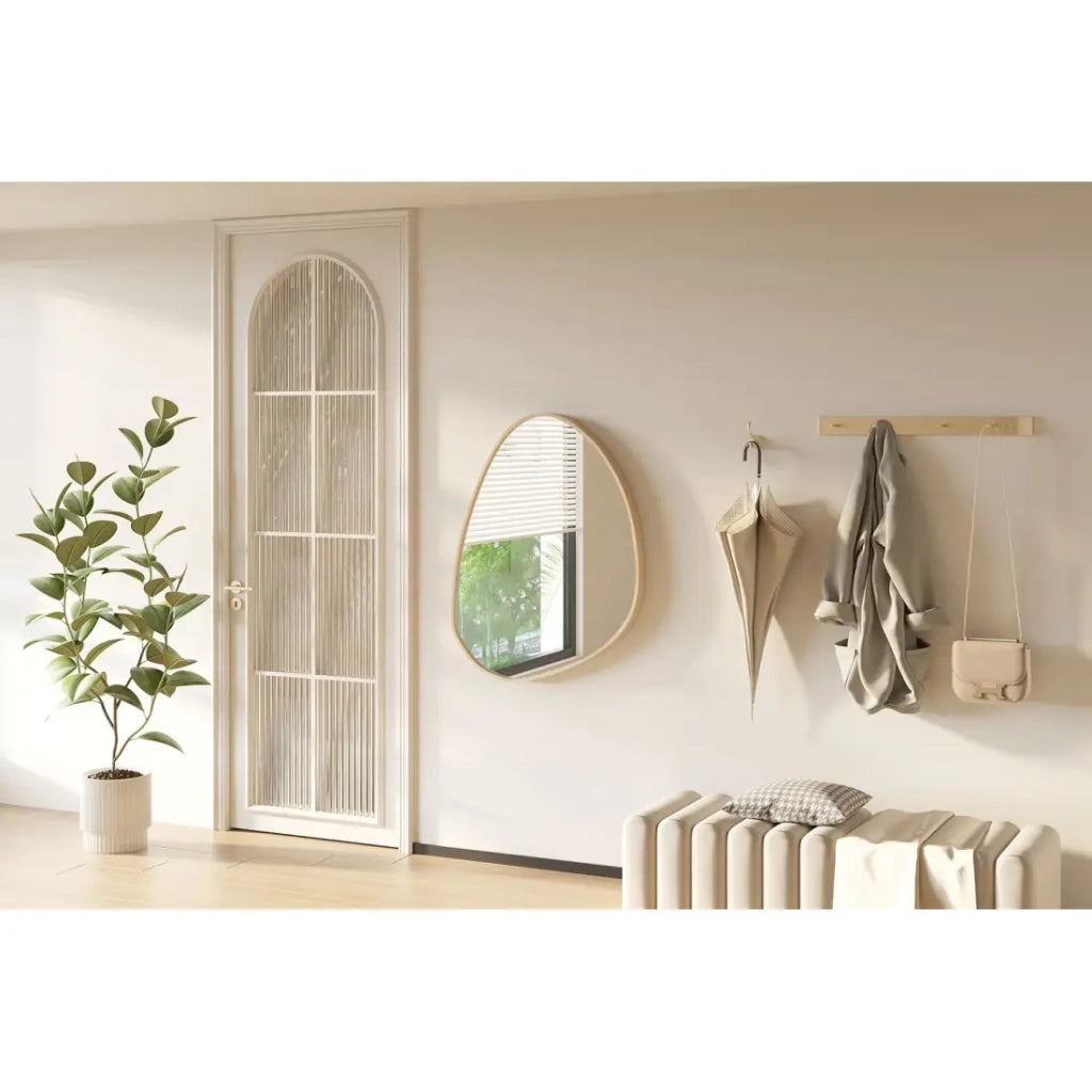 Specchio asimmetrico NARA – 60x80 cm – Finitura rovere invecchiato – MDF decorativo in legno – Design organico