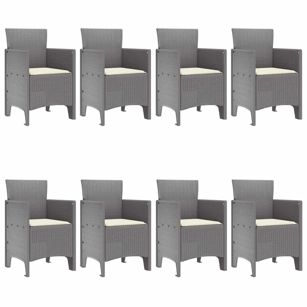 Set da Pranzo per Giardino 9 pcs Grigio chiaro Polipropilene