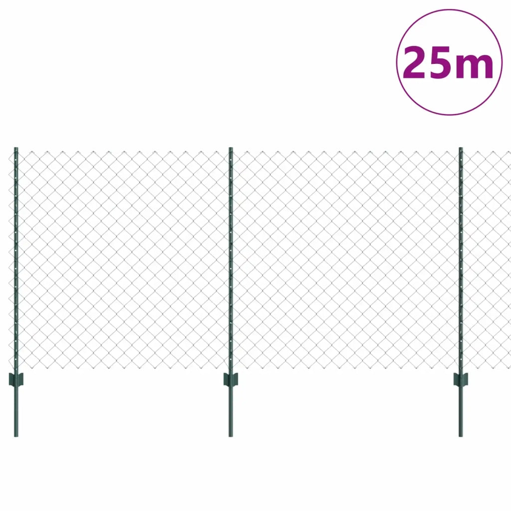 Recinzione a maglie con palo 25 x 1,2 m Verde Rete 3336253