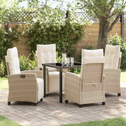 Set da Pranzo per Giardino con cuscino 5 pcs Beige polyrattan