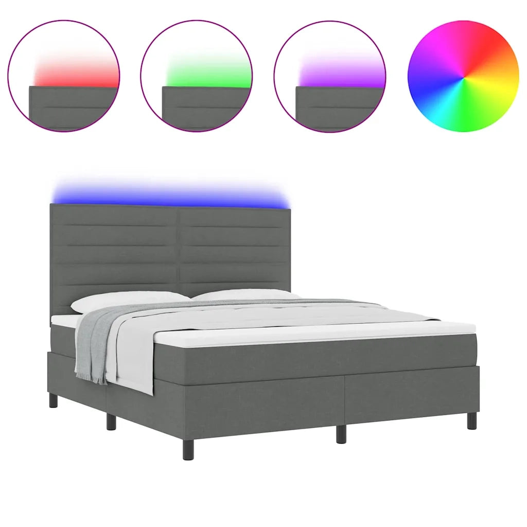 vidaXL Letto a molle con materasso Grigio scuro 180 x 200 cm Tessuto