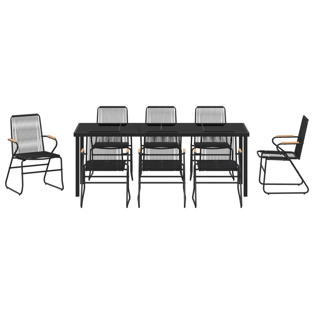 Set di Mobili da Giardino 9 Pezzi Nero Rattan PVC