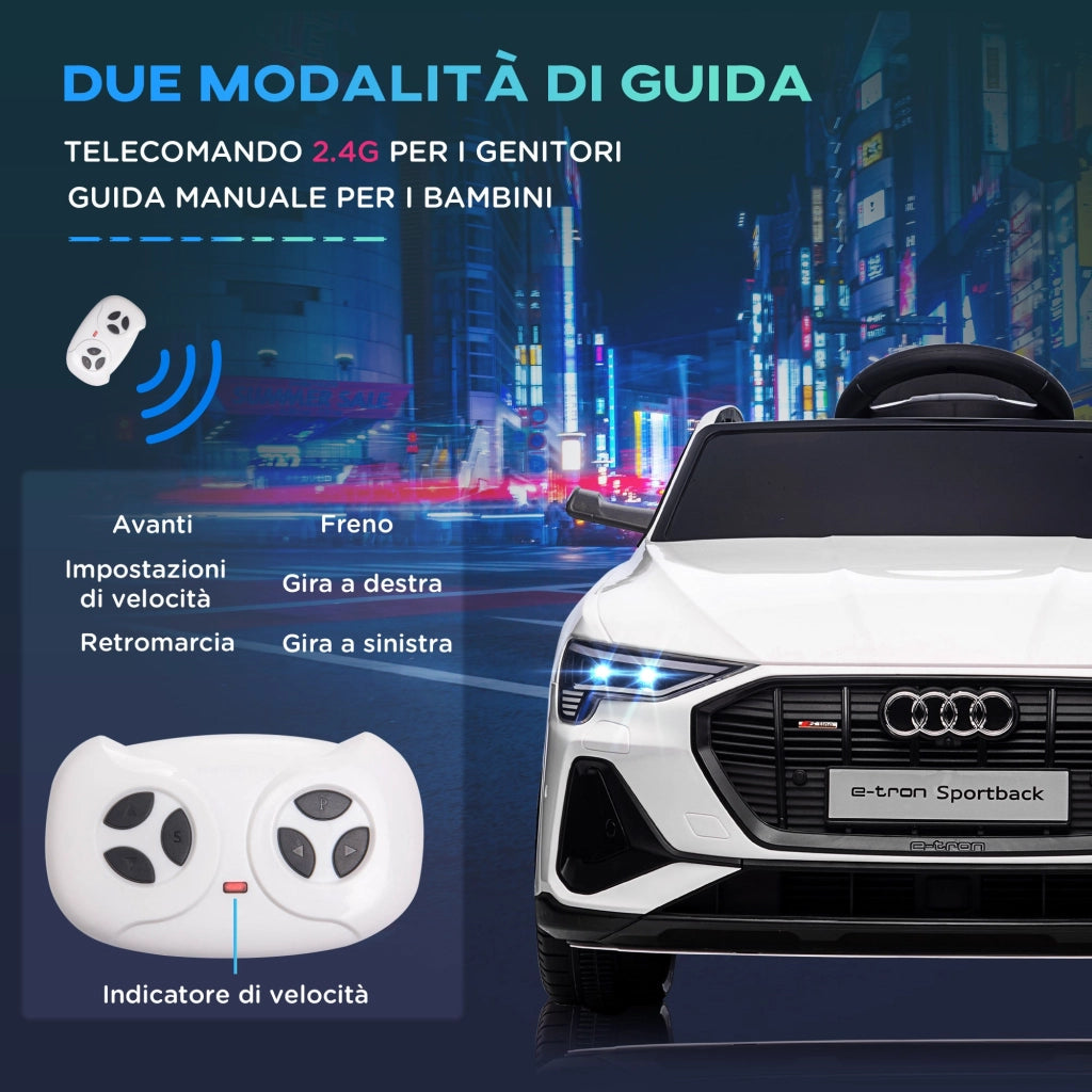 Macchina Elettrica per Bambini 12V con Licenza Audi E-Tron Sportback Bianco