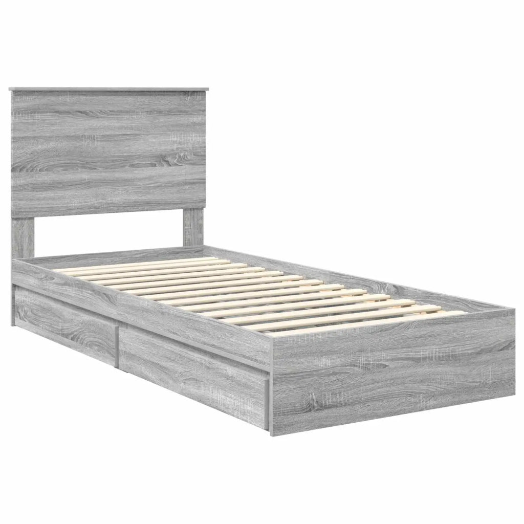 Letto con Contenitore con testiera Grigio Sonoma 75 x 190 cm