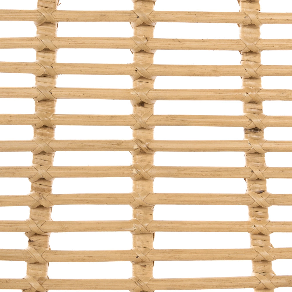Set di 2 sedie da pranzo con seduta e schienale in rattan naturale gambe in ferro senza braccioli design industriale boho