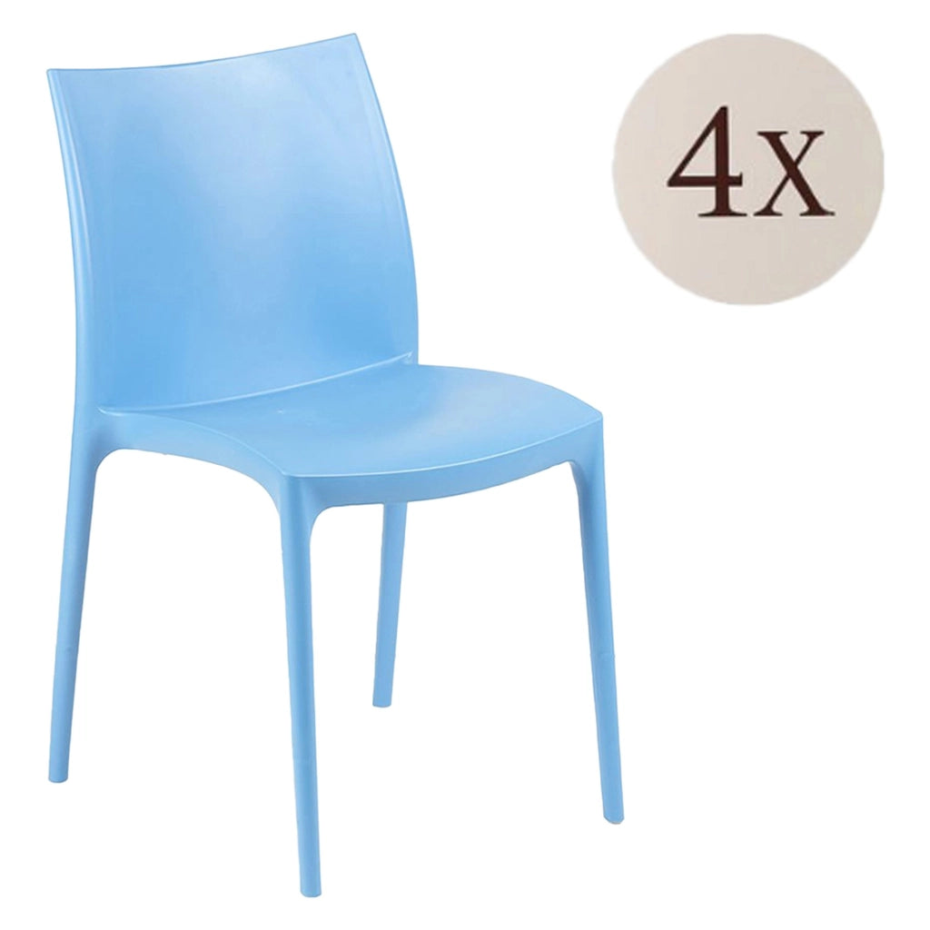 Grover, Sedia da Esterno 4 Sedie Made in Italy, Azzurro