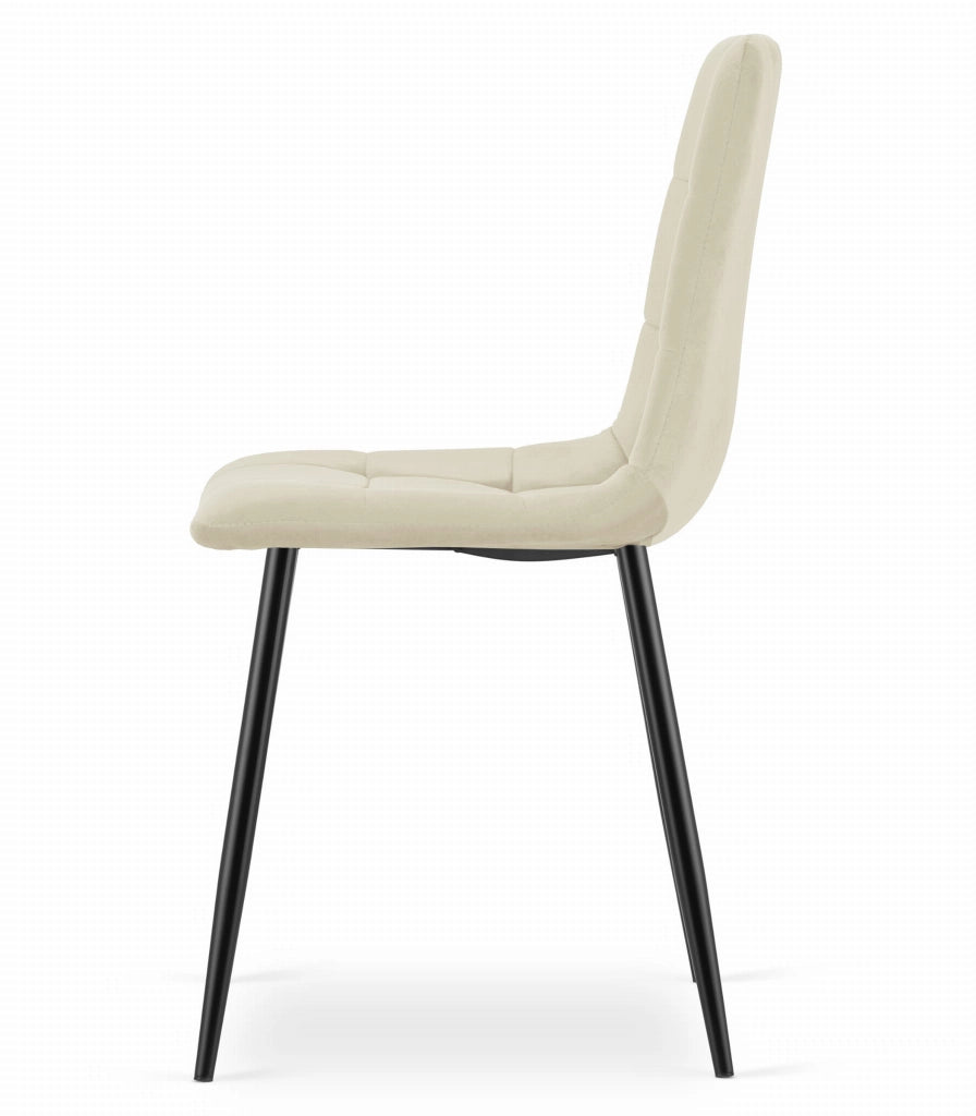 Sedia VALORA PYRA - Moderna in velluto beige con gambe nere x 2