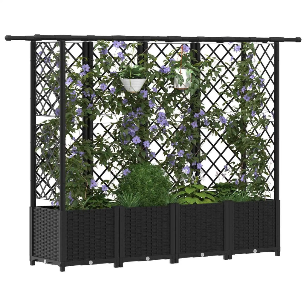 Letto Rialzato con Griglia e Tetto Nero 202 x 40 x 138 cm PP 42032550