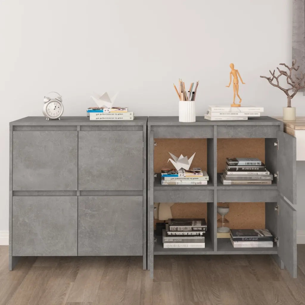 Credenze 2 pz Grigio Cemento 70x41x75 cm in Legno Multistrato 3098092