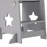 Scala Montessori Convertibile in Set Tavolo e Sedie con Barra di Sicurezza, in Legno, 60x44.5x86 cm, Grigio